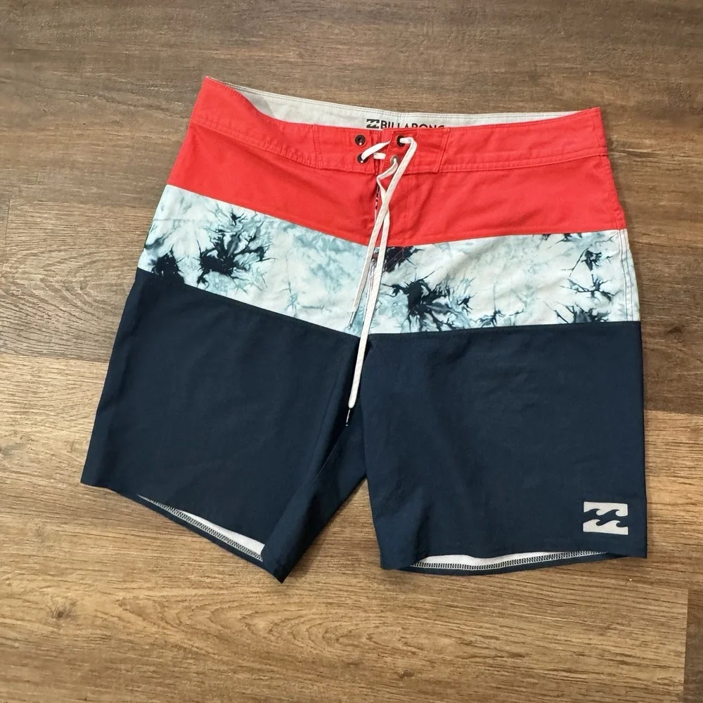 Billabong Platinum X Boardshorts Multi Striped‎ Men's Sz 34 Surfer Beach Tribong